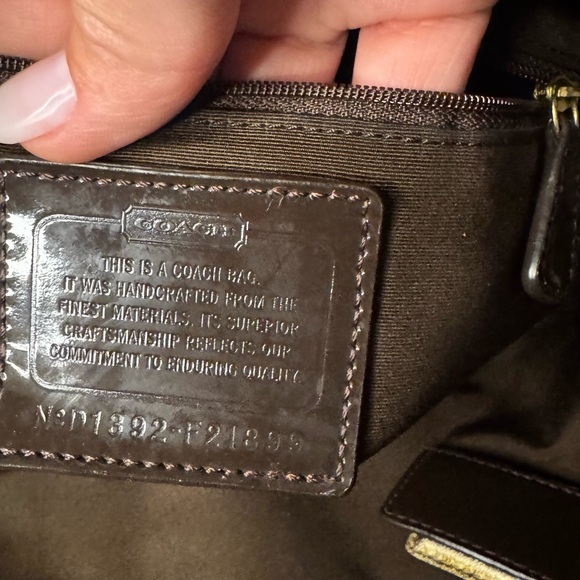 Coach Brown Leather Shoulder Bag with Monogram